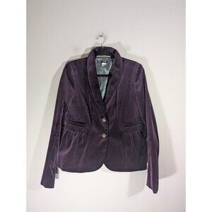 J Crew Womens Dark Purple Velvet Peplum Blazer Sz 12T Preppy Academia Business